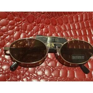 House of Harlow 1960 Oval Sunglasses Silver Tone Double Bridge 100% UV Protectio